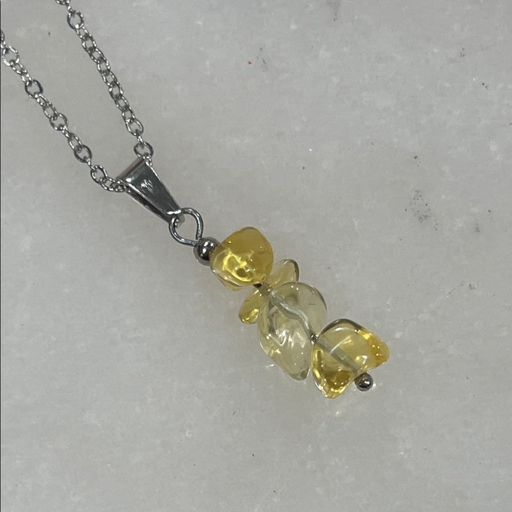 Yellow Citrine Gemstone Pendant Necklace